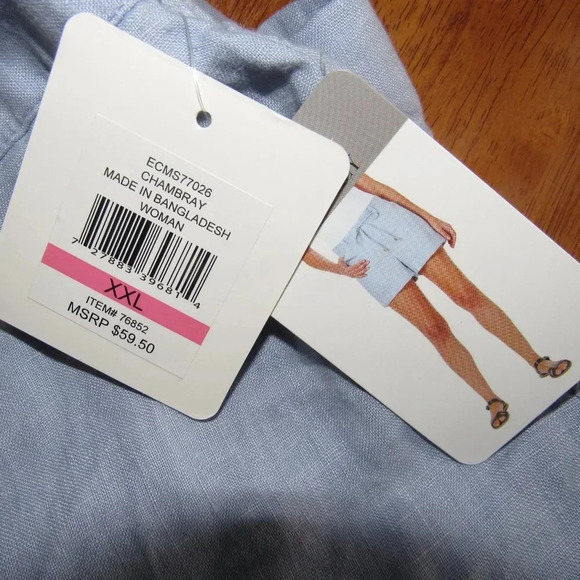 NWT COMPANY ELLEN TRACY Chambray (100% Linen) Cuffed Shorts Plus Size XXL - Picture 5 of 5